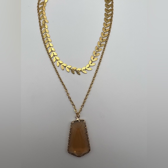Elegant Large Glass Pendant Necklace - Boho Chic Trendy Necklace - Picture 3 of 8
